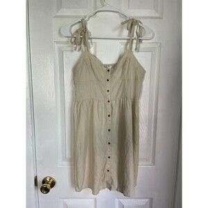 Aerie Linen Corset Dress Beige Tan Womens S Petite Mini Above Knee Summer Preppy